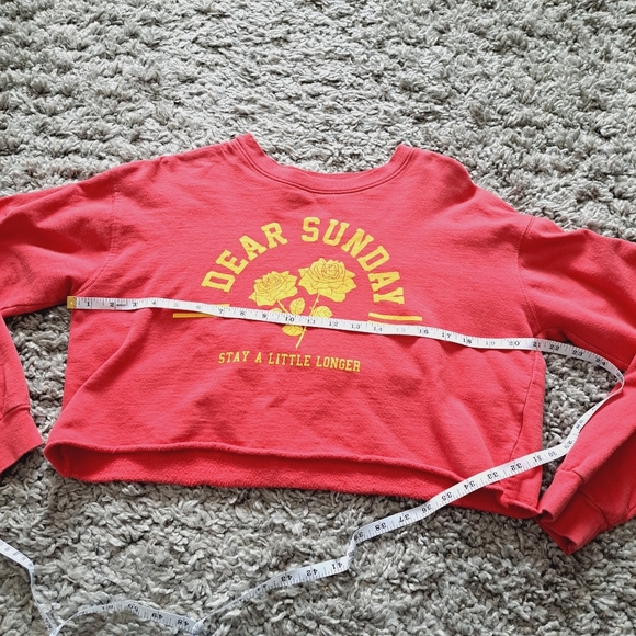 Freeze | Red & yellow preppy cropped womens sweater "dear Sunday" - Picture 8 of 9